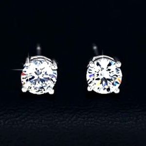 0.5ct. CZ Earring Studs White Gold GP